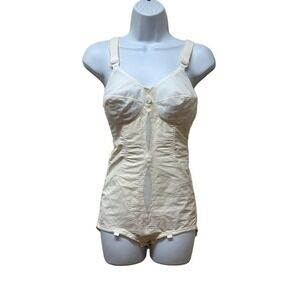 Vtg Playtex I Can't Believe It's A Girdle All In One Bodysuit Garter Tabs 36B